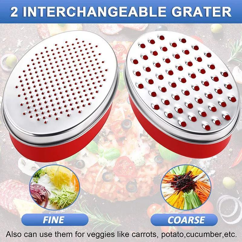 Stainless Steel Kitchen Cheese Grater with Container Storing Fruits Cheese Box - Green V528-GRATER-GREEN-206488