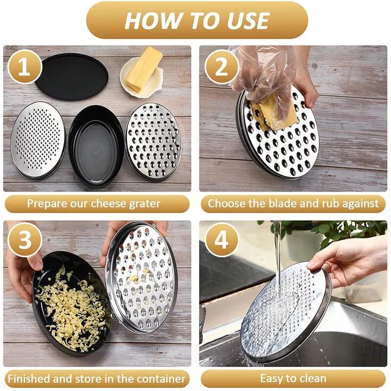 Stainless Steel Kitchen Cheese Grater with Container Storing Fruits Cheese Box - Pink V528-GRATER-PINK-109226