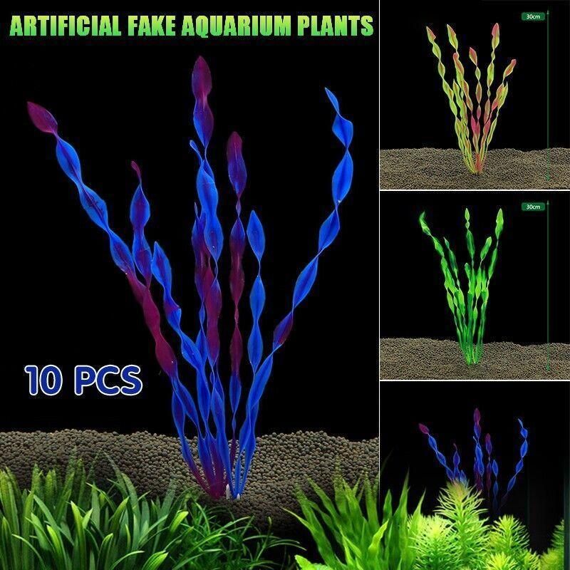10PCS Artificial Plants Fish Tank Aquarium Aquatic Plants Simulated Water Grass V528-GREENARTIFICIA-10PCS-868127