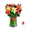New Style 3D Pop Up Cards Paper Flower Bouquet Greeting Card for All Occasions - Greenish Lily Flower V528-GREENISH-LILY-FLOWER-766752