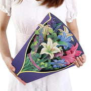 New Style 3D Pop Up Cards Paper Flower Bouquet Greeting Card for All Occasions - Greenish Lily Flower V528-GREENISH-LILY-FLOWER-766752
