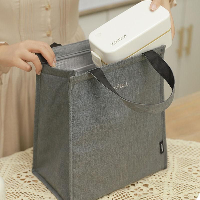 M Size Lunch Bag Thermal Insulated Box Bento Pouch Food Tote Work School Picnic - Grey V528-GREY-M-360893