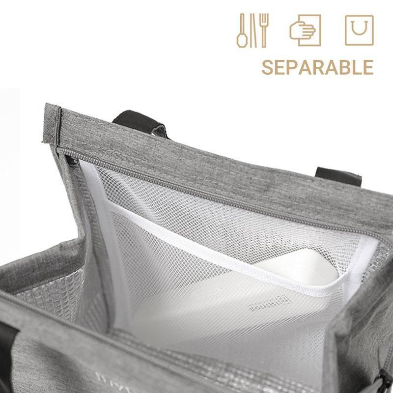 M Size Lunch Bag Thermal Insulated Box Bento Pouch Food Tote Work School Picnic - Grey V528-GREY-M-360893