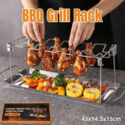 Foldable Stainless Steel Barbecue Grill Rack for Chicken Legs Outdoor Cooking V528-GRILL-233073