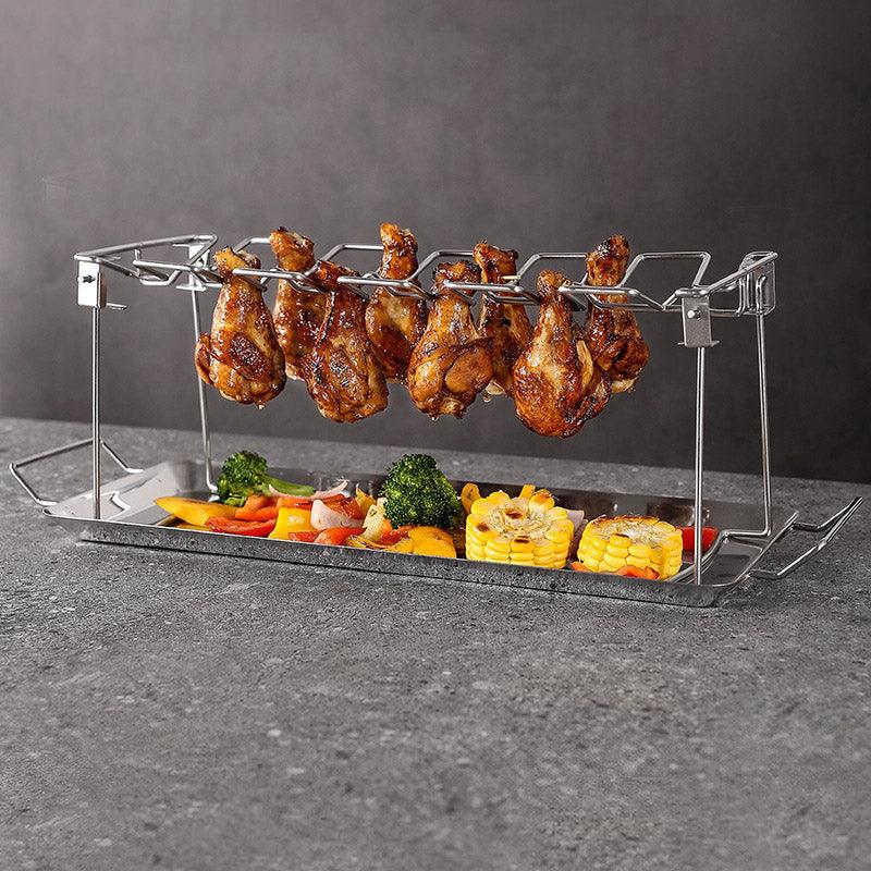 Foldable Stainless Steel Barbecue Grill Rack for Chicken Legs Outdoor Cooking V528-GRILL-233073