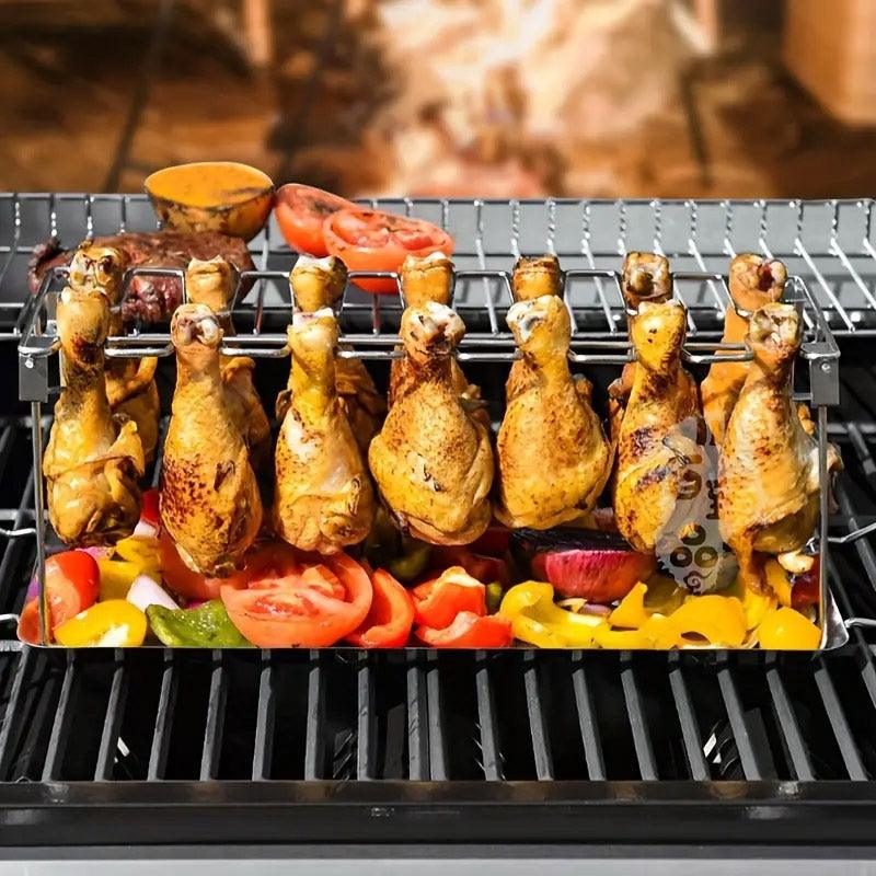 Foldable Stainless Steel Barbecue Grill Rack for Chicken Legs Outdoor Cooking V528-GRILL-233073