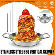 Stainless Steel BBQ Rotisserie Pan Kit Accessories with 3 Removable Iron Skewers V528-GRILL-PAN-10INCHES-832519