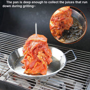 Stainless Steel BBQ Rotisserie Pan Kit Accessories with 3 Removable Iron Skewers V528-GRILL-PAN-10INCHES-832519
