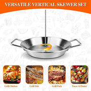 Stainless Steel BBQ Rotisserie Pan Kit Accessories with 3 Removable Iron Skewers V528-GRILL-PAN-10INCHES-832519