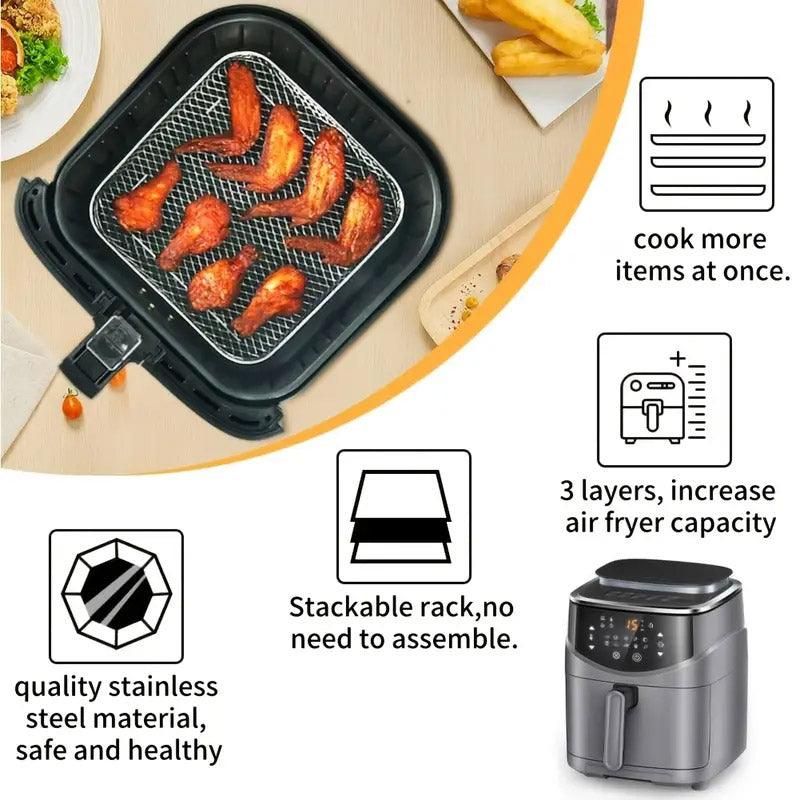 Air Fryer Grill Rack Multi Layer Removable Shelf Mesh Rack for Cooking BBQ - Rectangle V528-GRILL-RECTANGLE-618318
