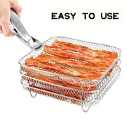 Air Fryer Grill Rack Multi Layer Removable Shelf Mesh Rack for Cooking BBQ - Rectangle V528-GRILL-RECTANGLE-618318