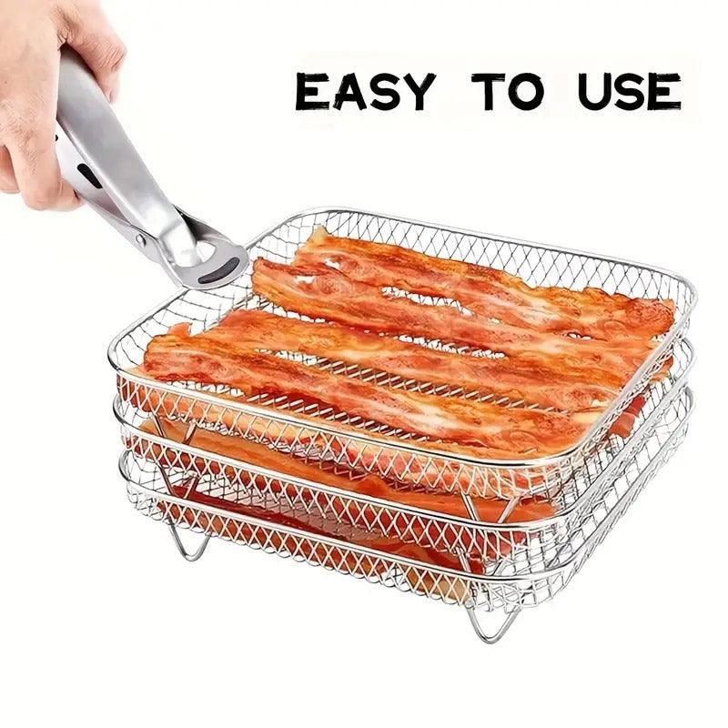 Air Fryer Grill Rack Multi Layer Removable Shelf Mesh Rack for Cooking BBQ - Rectangle V528-GRILL-RECTANGLE-618318