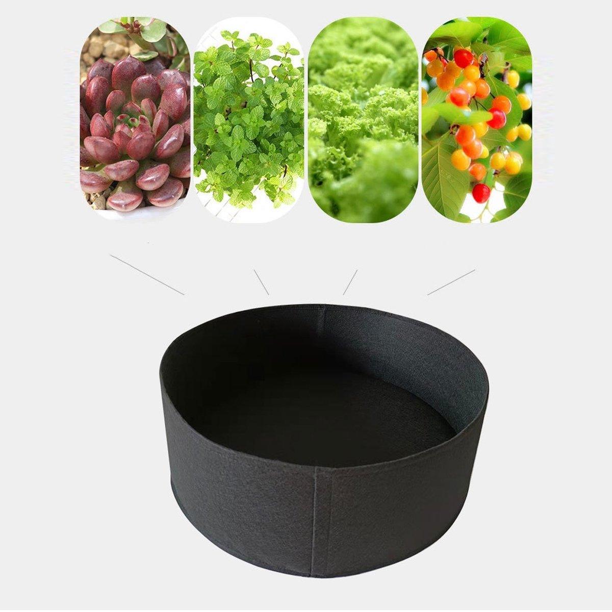 5x Felt Planting Bag Round Vegetable Garden Flower Seedling Grow Bags for Plants - Black-30*20cm V528-GROW-BAG-5PCS-30-20-BLACK-840401