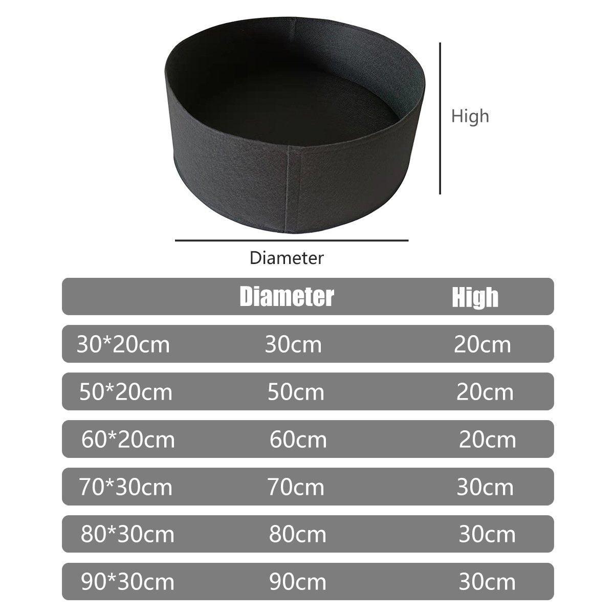5x Felt Planting Bag Round Vegetable Garden Flower Seedling Grow Bags for Plants - Black-30*20cm V528-GROW-BAG-5PCS-30-20-BLACK-840401