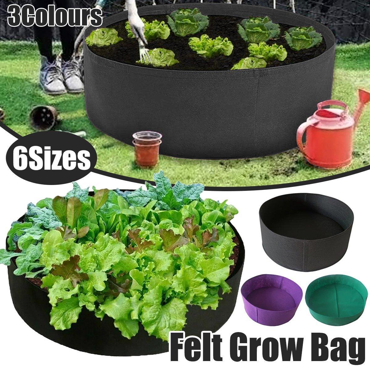 5x Felt Planting Bag Round Vegetable Garden Flower Seedling Grow Bags for Plants - Green-70*30cm V528-GROW-BAG-5PCS-70-30-GREEN-932568