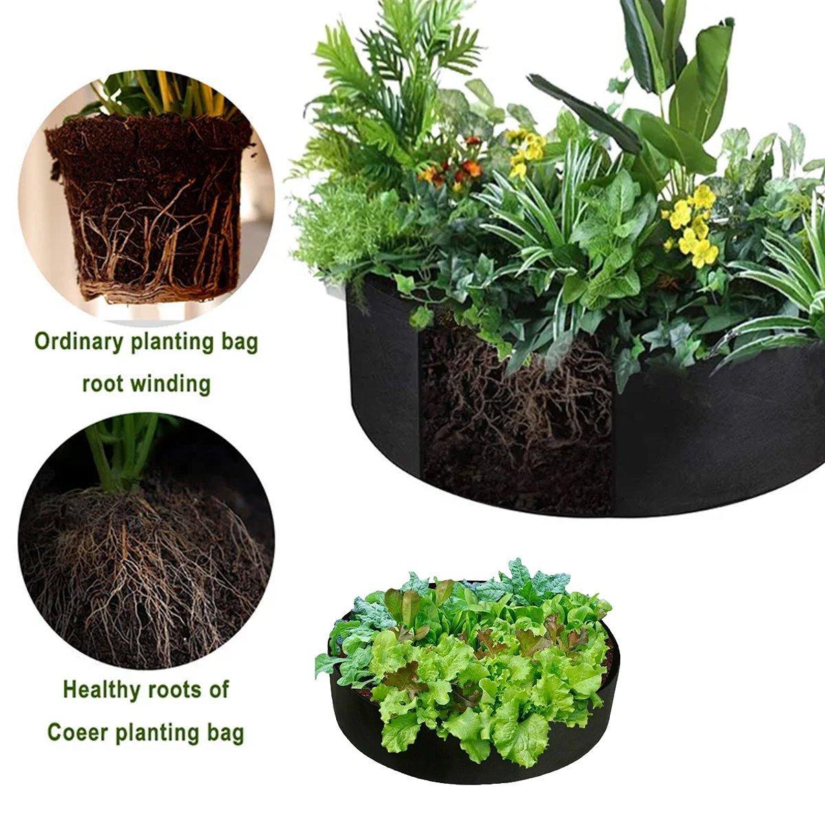 5x Felt Planting Bag Round Vegetable Garden Flower Seedling Grow Bags for Plants - Green-70*30cm V528-GROW-BAG-5PCS-70-30-GREEN-932568