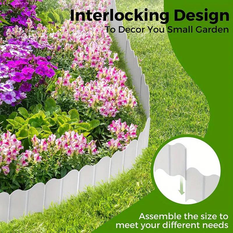 20PCS Garden Edging Fence Decorative Plastic Lawn Border Panels Landscaping - Green V528-GUARDRAIL-GREEN-877537