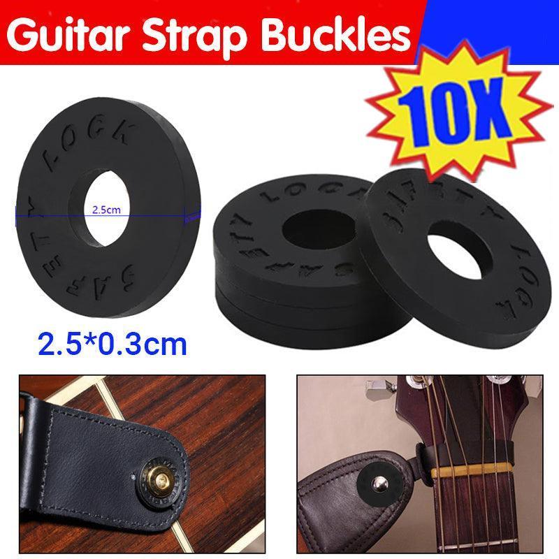 10X Black Guitar Strap Locks Anti-Slip for Acoustic Electric & Bass Guitars V528-GUITARSTRAPBUCKLES-10PCS-58495