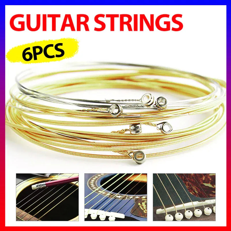 Acoustic Music Guitar Strings Steel Premium Light Universal 6 pcs Sent Free Pick V528-GUITARSTRINGS-6PCS-789448
