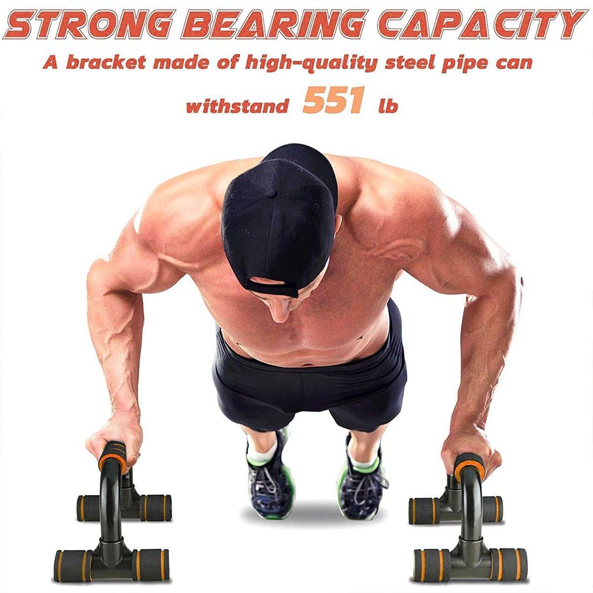 H Shaped Push Up Bars Home Fitness Equipment for Chest Arm Shoulder Training - Green V528-H-GREEN-381182