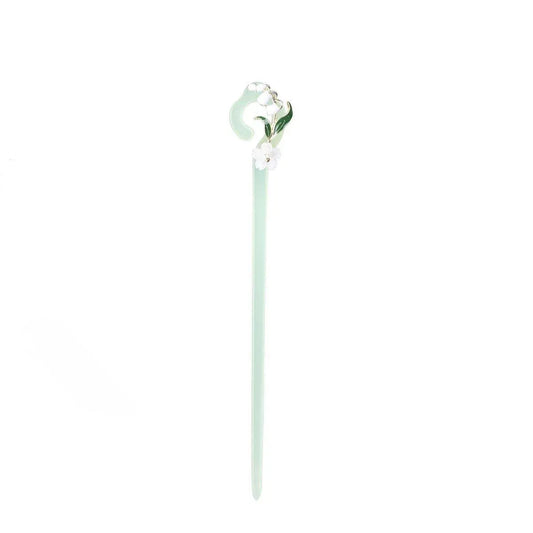 Chinese Style Wind Flower Snow Hairpin Green Hanfu Headdress Women Girls V528-HAIR-CLASP-FHX-617570