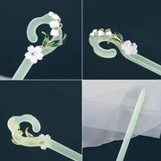 Chinese Style Wind Flower Snow Hairpin Green Hanfu Headdress Women Girls V528-HAIR-CLASP-FHX-617570