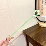 Chinese Style Wind Flower Snow Hairpin Green Hanfu Headdress Women Girls V528-HAIR-CLASP-FHX-617570