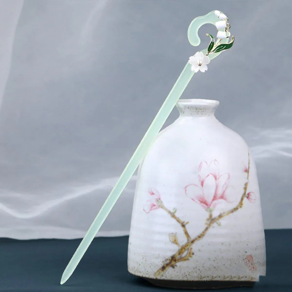 Chinese Style Wind Flower Snow Hairpin Green Hanfu Headdress Women Girls V528-HAIR-CLASP-FHX-617570