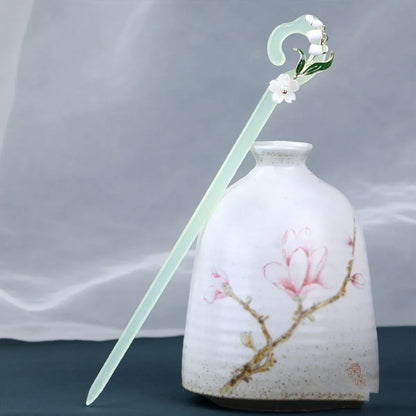 Chinese Style Wind Flower Snow Hairpin Green Hanfu Headdress Women Girls V528-HAIR-CLASP-FHX-617570