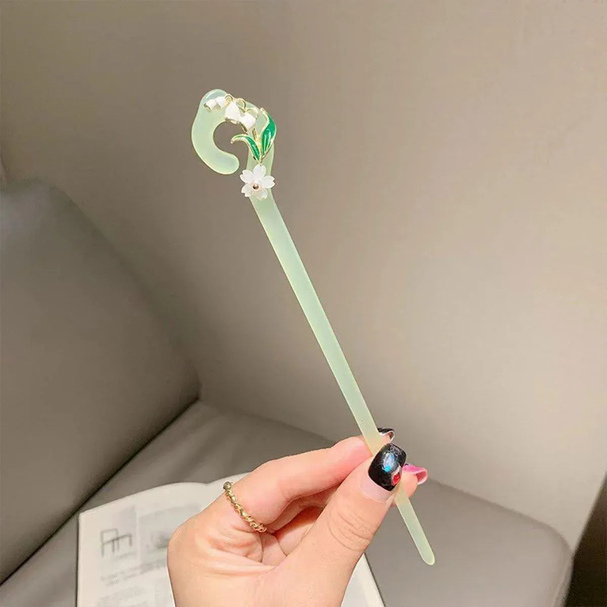Chinese Style Wind Flower Snow Hairpin Green Hanfu Headdress Women Girls V528-HAIR-CLASP-FHX-617570