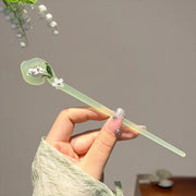 Chinese Style Wind Flower Snow Hairpin Green Hanfu Headdress Women Girls V528-HAIR-CLASP-FHX-617570