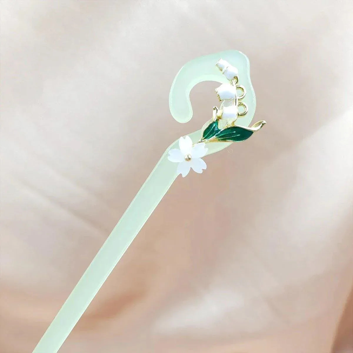 Chinese Style Wind Flower Snow Hairpin Green Hanfu Headdress Women Girls V528-HAIR-CLASP-FHX-617570
