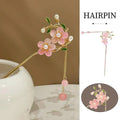 Chinese Style Pink Double Flower Fringe Hairpin Hanfu Headdress for Women V528-HAIR-CLASP-FSH-753245