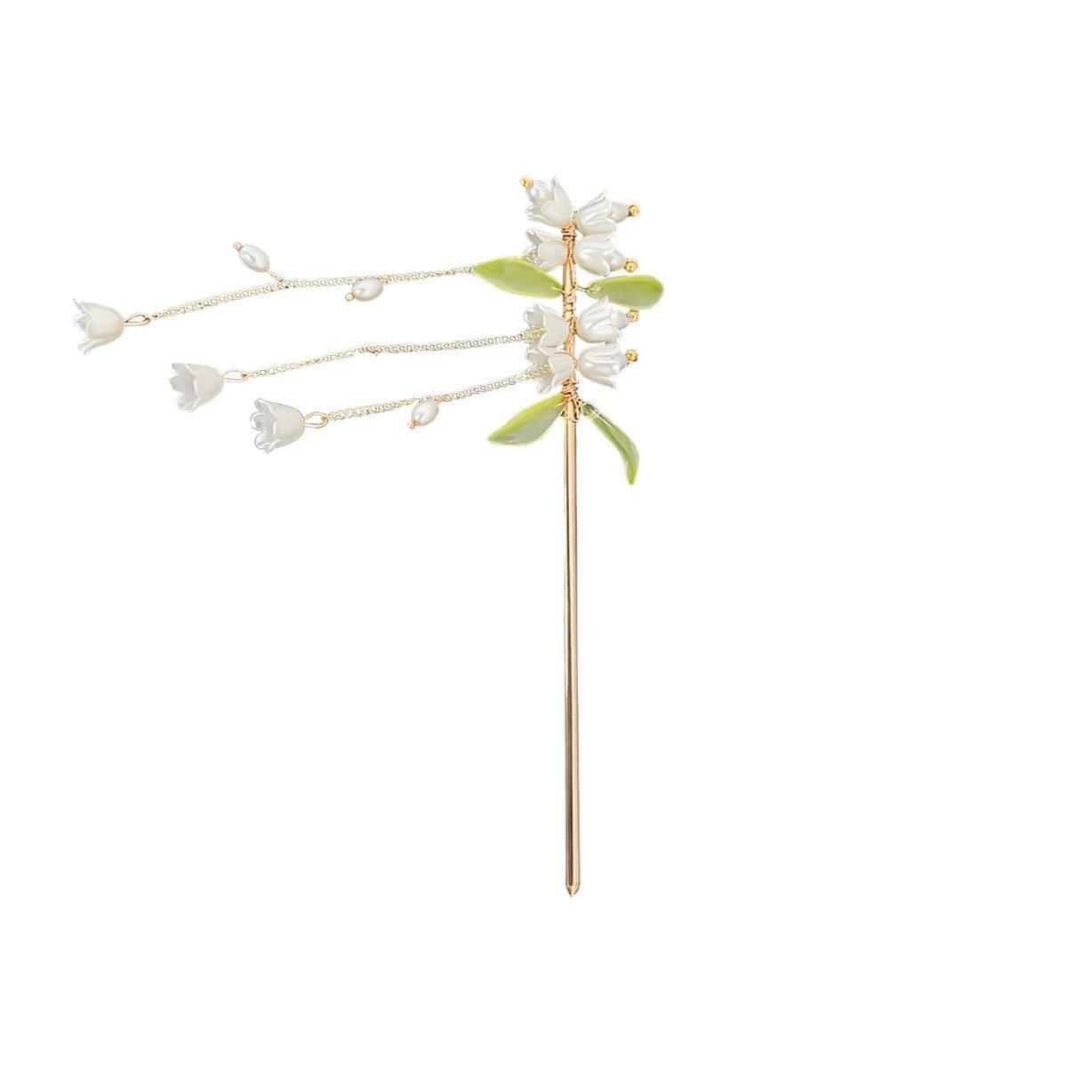 Chinese Style Lily of the Valley Fringe Hairpin Hanfu Headdress Accessories V528-HAIR-CLASP-LLH-436603