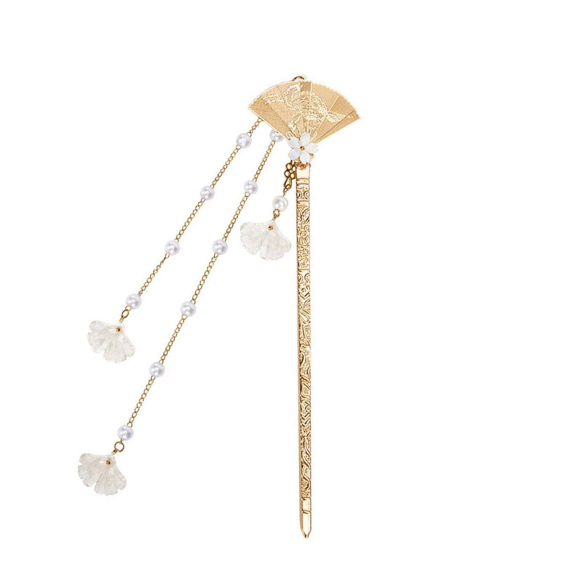 Chinese Style Hanfu Hairpin Folding Fan Fringe Headdress Accessories V528-HAIR-CLASP-ZSS-409384