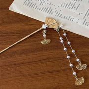 Chinese Style Hanfu Hairpin Folding Fan Fringe Headdress Accessories V528-HAIR-CLASP-ZSS-409384