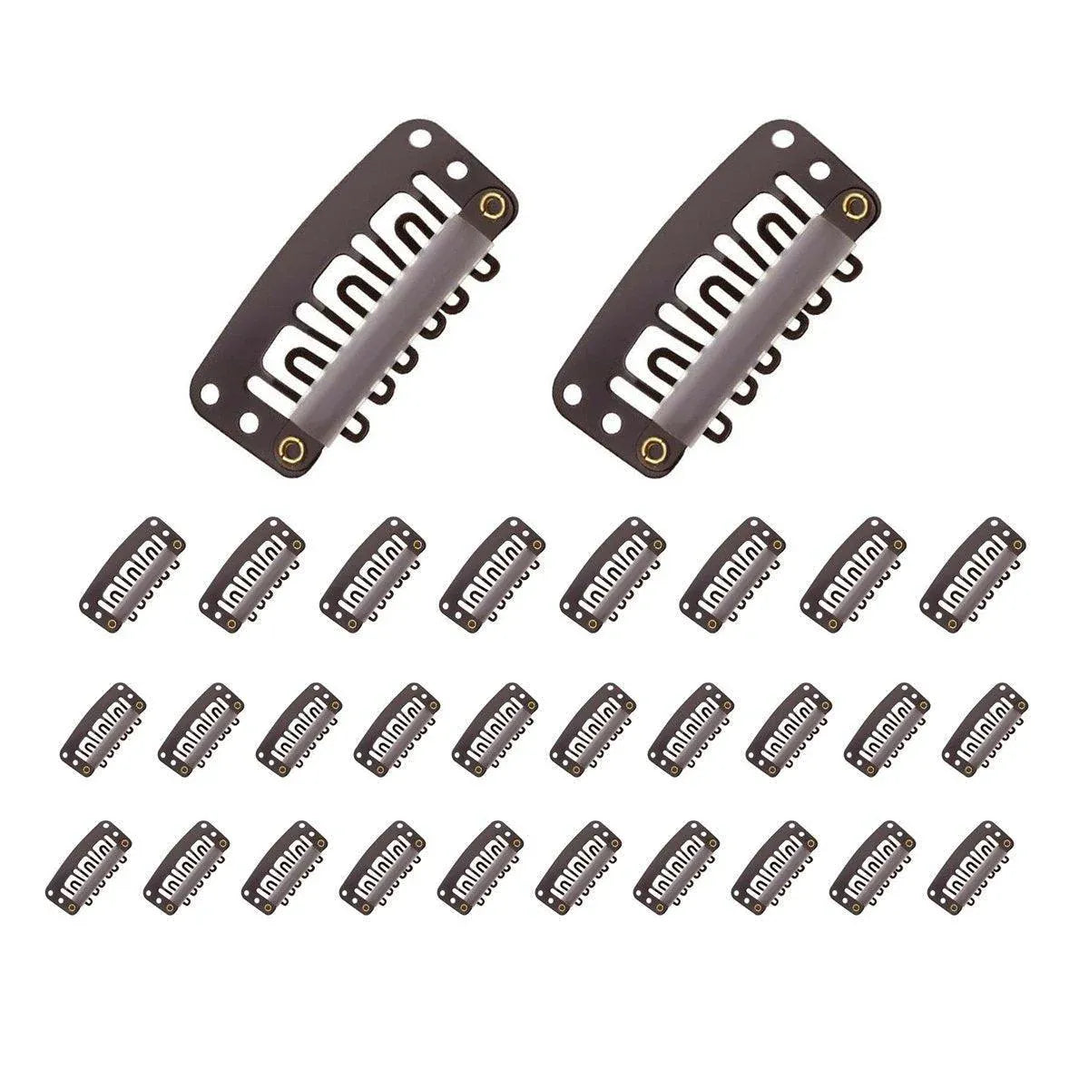 30pcs Wig Snap Clips for Hair Extension Weft 32mm All Colors Hair Styling - Brown V528-HAIR-CLIP-BROWN-30PCS-713707