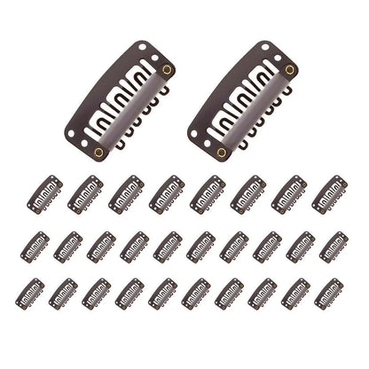 30pcs Wig Snap Clips for Hair Extension Weft 32mm All Colors Hair Styling - Brown V528-HAIR-CLIP-BROWN-30PCS-713707