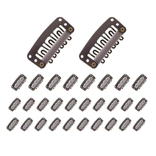 30pcs Wig Snap Clips for Hair Extension Weft 32mm All Colors Hair Styling - Brown V528-HAIR-CLIP-BROWN-30PCS-713707