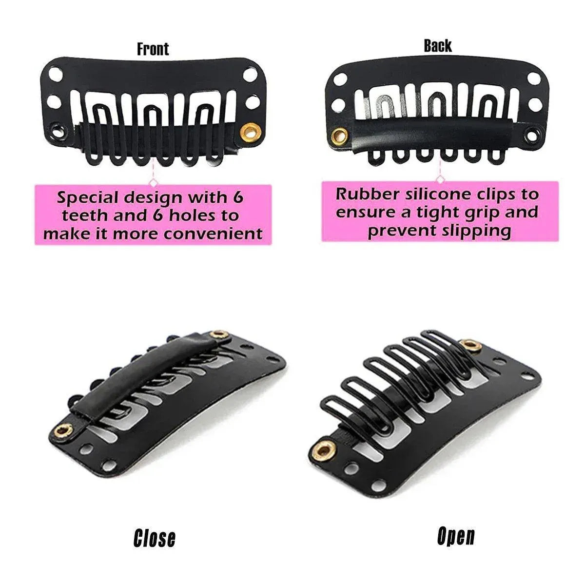 30pcs Wig Snap Clips for Hair Extension Weft 32mm All Colors Hair Styling - Brown V528-HAIR-CLIP-BROWN-30PCS-713707