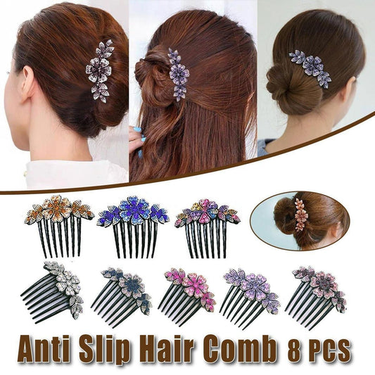 8Pack Rhinestone Hair Comb Non-Slip Simple All-Match Hair Accessories Fork Comb V528-HAIR-COMB-8PCS-571420