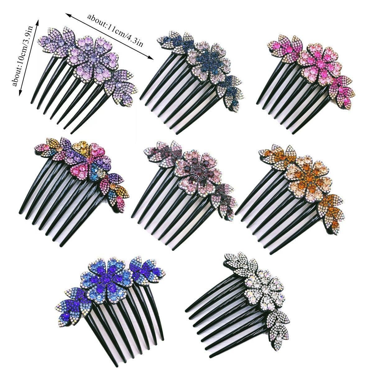 8Pack Rhinestone Hair Comb Non-Slip Simple All-Match Hair Accessories Fork Comb V528-HAIR-COMB-8PCS-571420
