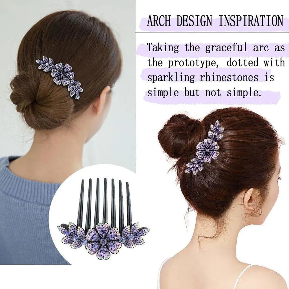 8Pack Rhinestone Hair Comb Non-Slip Simple All-Match Hair Accessories Fork Comb V528-HAIR-COMB-8PCS-571420