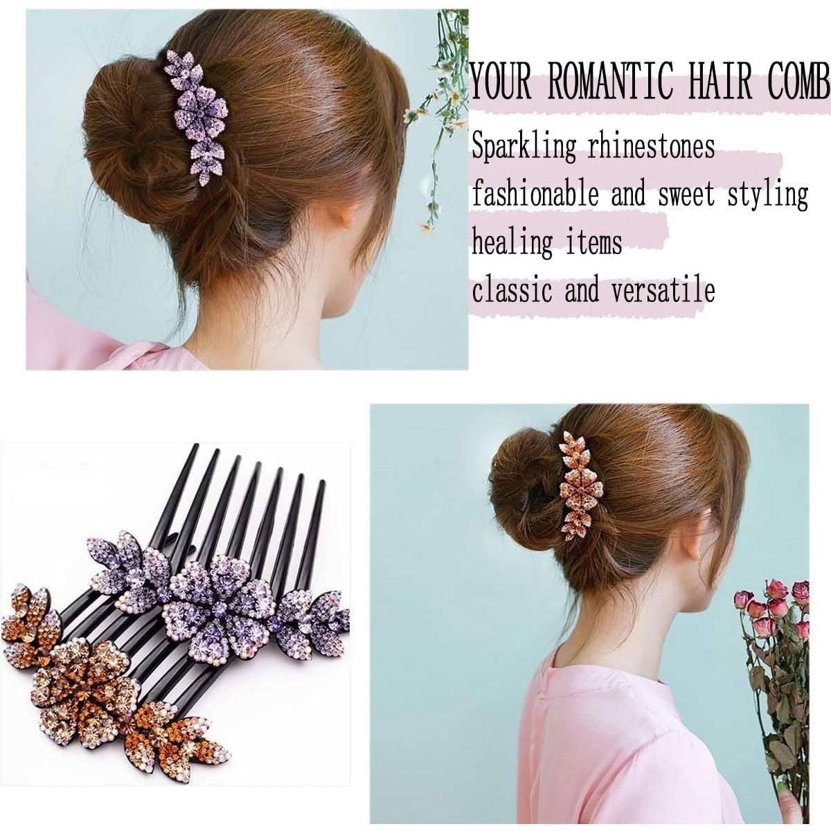 8Pack Rhinestone Hair Comb Non-Slip Simple All-Match Hair Accessories Fork Comb V528-HAIR-COMB-8PCS-571420