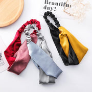 Women Chiffon Floral Print Headband Fashion Bohemian Elastic Cross Hair Bands - Blue+Grey V528-HAIRBAND-B6107-BLUEGREY-348877