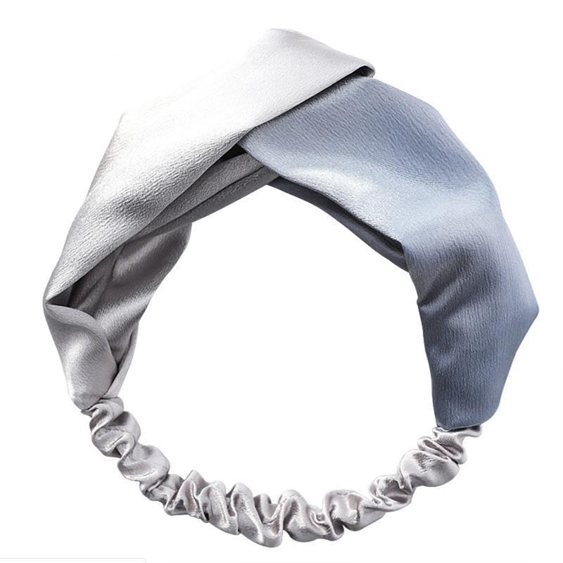 Women Chiffon Floral Print Headband Fashion Bohemian Elastic Cross Hair Bands - Blue+Grey V528-HAIRBAND-B6107-BLUEGREY-348877