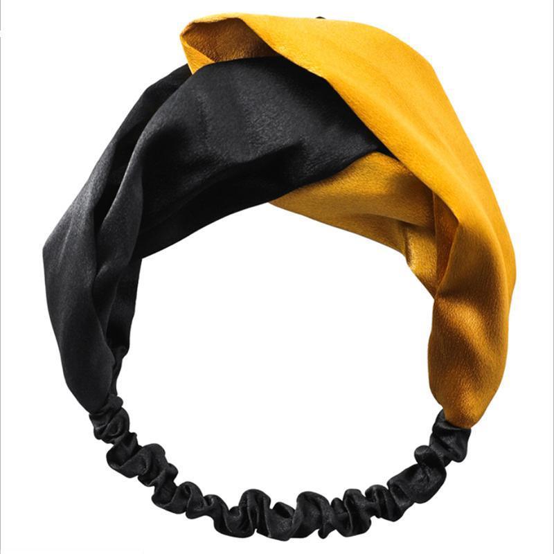 Women Chiffon Floral Print Headband Fashion Bohemian Elastic Cross Hair Bands - Blue+Grey V528-HAIRBAND-B6107-BLUEGREY-348877