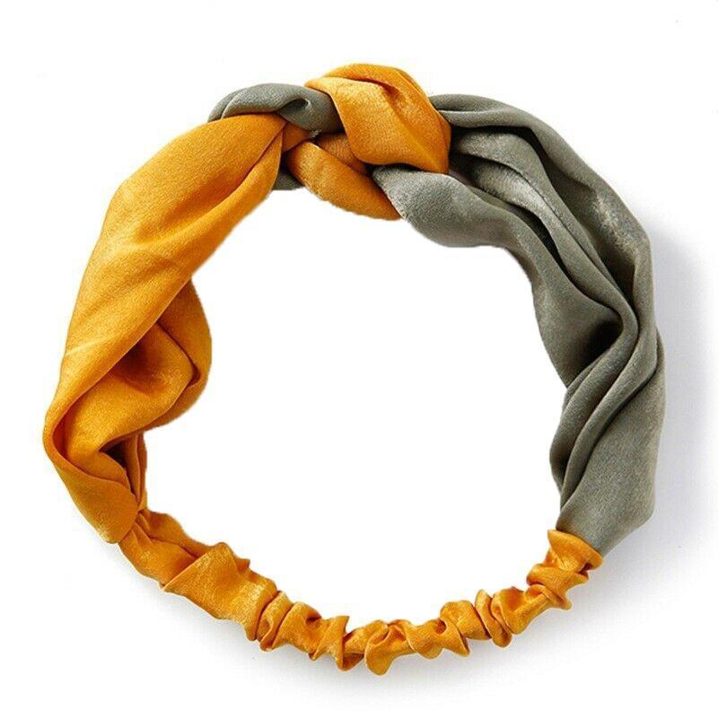 Women Chiffon Floral Print Headband Fashion Bohemian Elastic Cross Hair Bands - Blue+Grey V528-HAIRBAND-B6107-BLUEGREY-348877