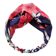 Women Chiffon Floral Print Headband Fashion Bohemian Elastic Cross Hair Bands - Blue+Grey V528-HAIRBAND-B6107-BLUEGREY-348877