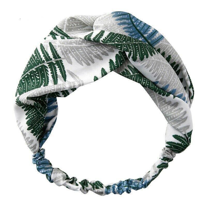 Women Chiffon Floral Print Headband Fashion Bohemian Elastic Cross Hair Bands - D-Brown V528-HAIRBAND-D-BROWN-386799